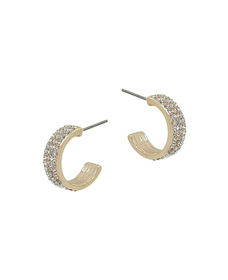 Pave Stone C Hoop Earring