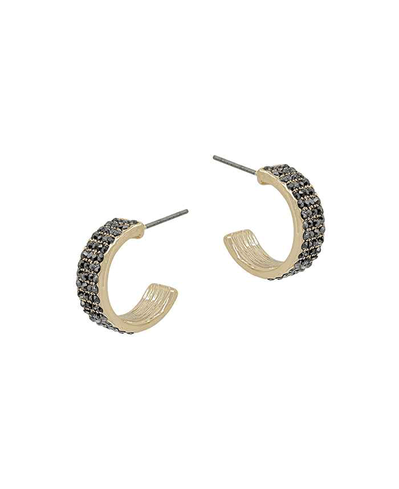 Pave Stone C Hoop Earring