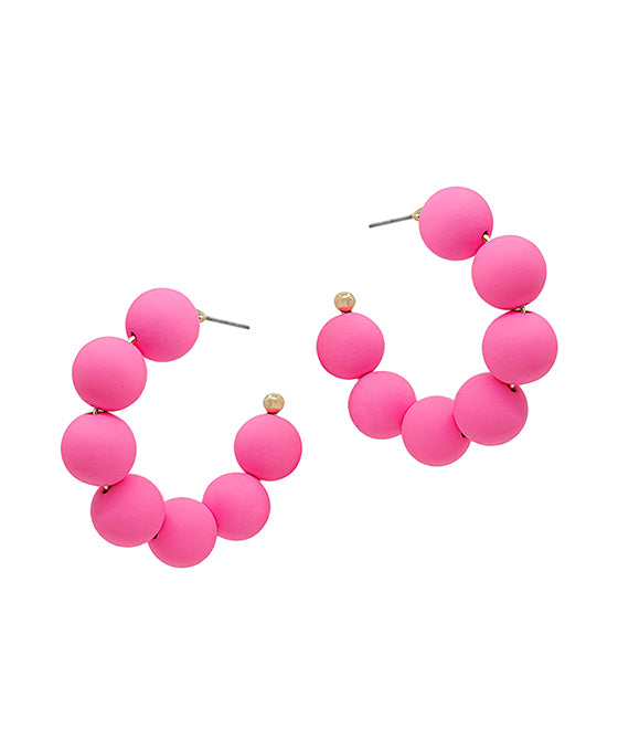 Colored Metal Ball Hoop Earring