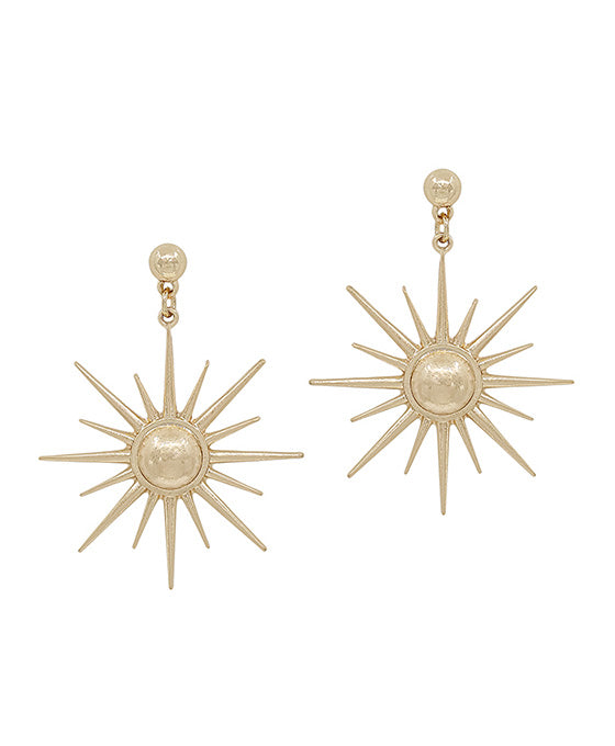 Sunburst Metal Charm Ball Post Earring