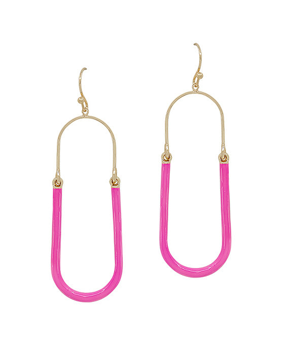 U Shape Epoxy Colored Metal Earring