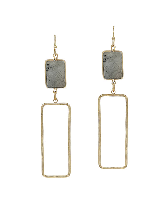 Square Casting w/ Semi Stone Earring