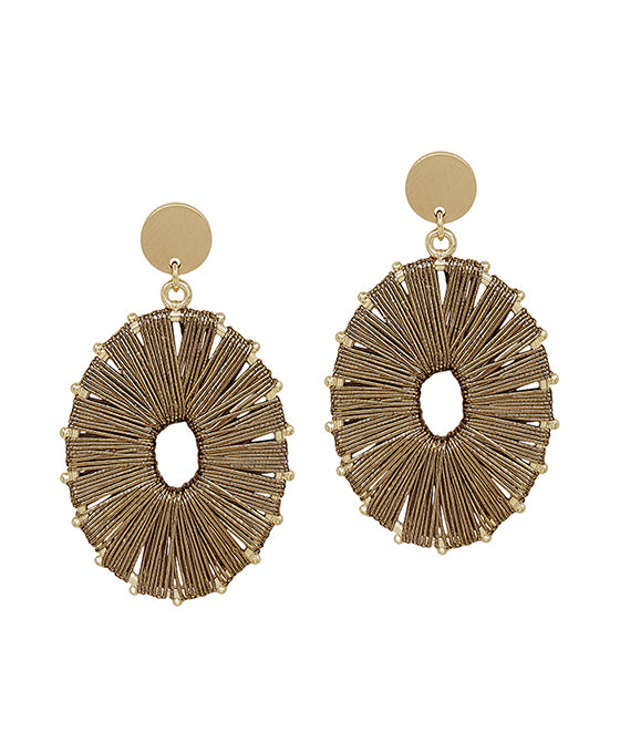 Oval Shaped Metalic Thread Post Earring