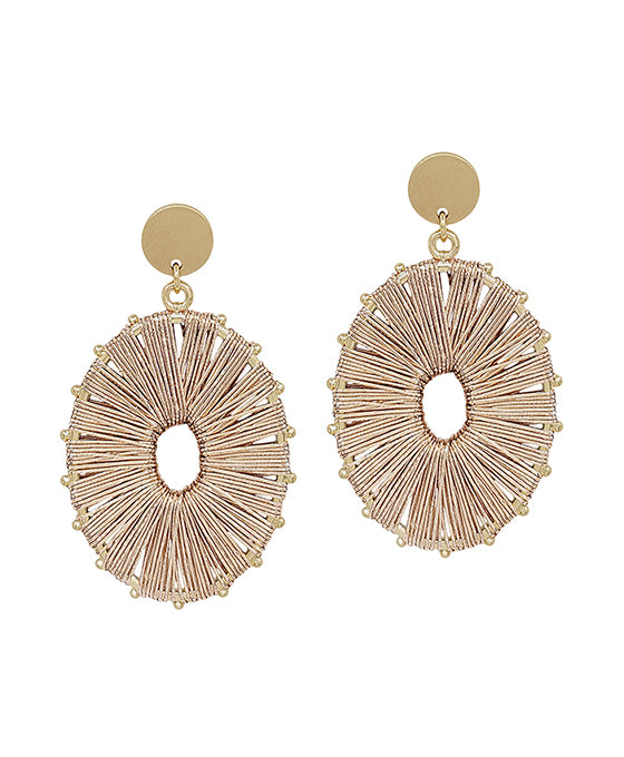 Oval Shaped Metalic Thread Post Earring