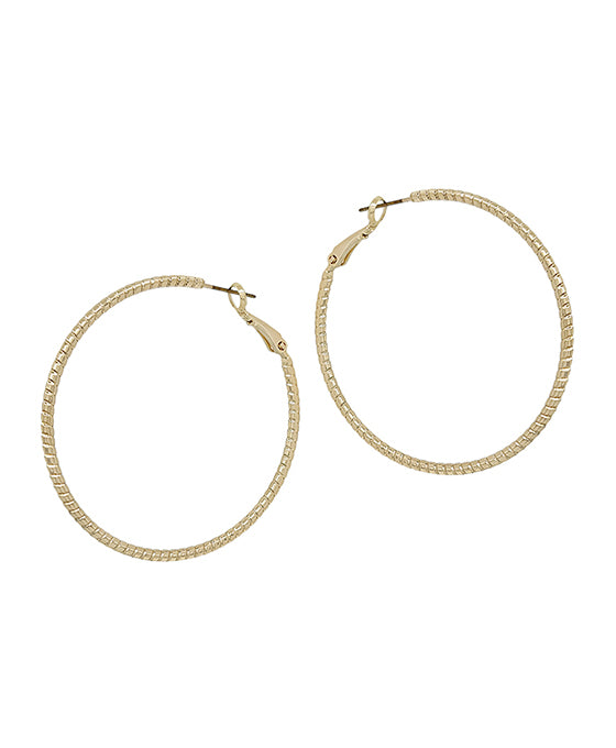 50mm Textured Thin Hoop Earring