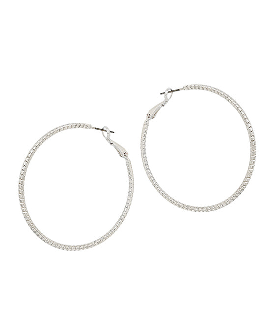 50mm Textured Thin Hoop Earring