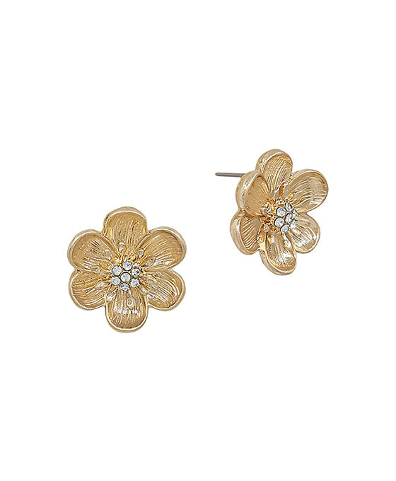 Flower Crystal Accent Post Earring
