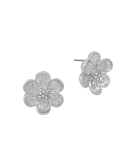 Flower Crystal Accent Post Earring