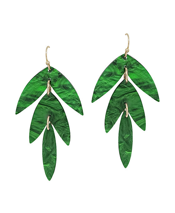Acetate Leaf Charm Earring