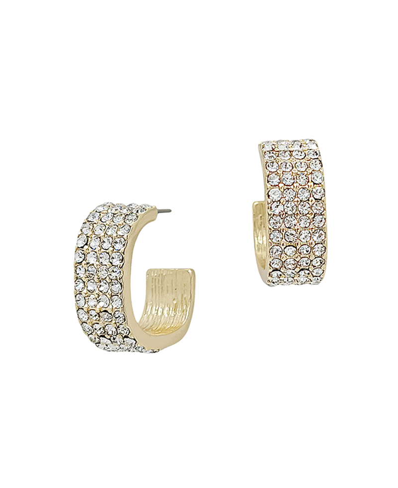 Pave Stone Accent Thick Hoop Earring