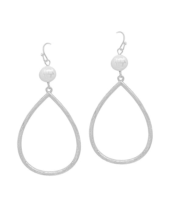 Fresh Water Pearl Accent Metal Teardrop Earring