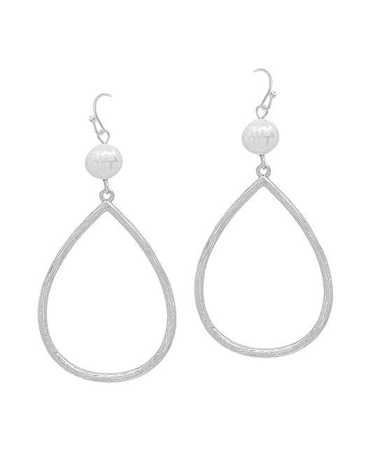 Fresh Water Pearl Accent Metal Teardrop Earring