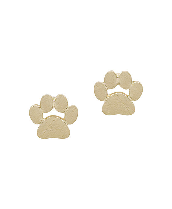 Dog Paw Metal Satin Post Earring