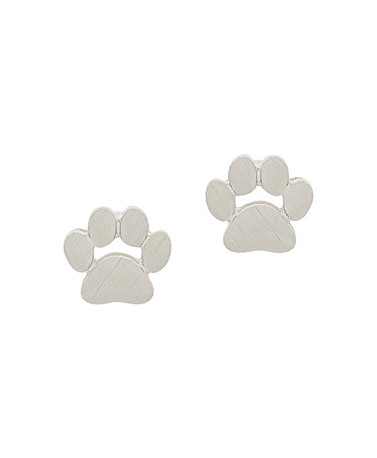 Dog Paw Metal Satin Post Earring