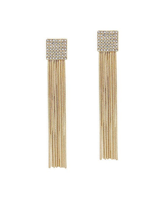 Square Pave Chain Linear Earring