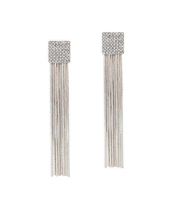 Square Pave Chain Linear Earring