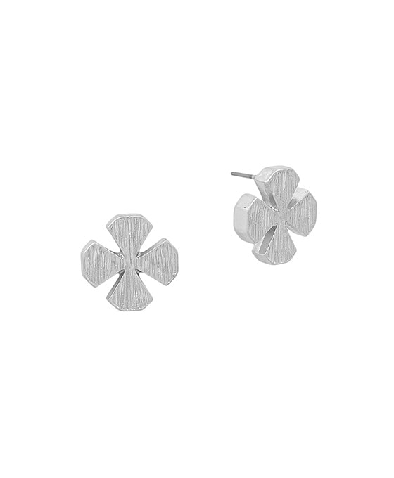 15mm Clover Textured Metal Post Earring