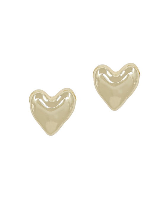 Small 3D Heart Metal Post Earring