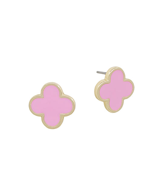 13mm Epoxy Color Clover Post Earring