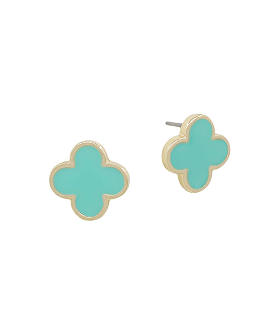 13mm Epoxy Color Clover Post Earring