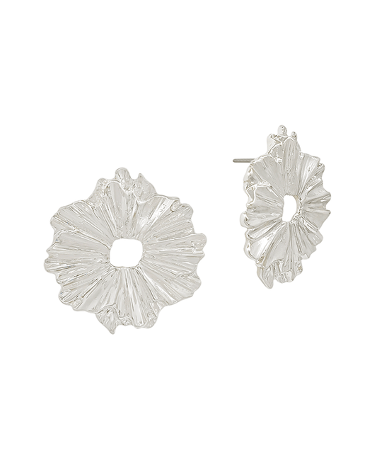 Flower Textured Metal Stud EArring