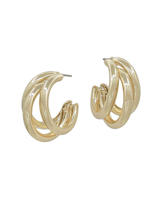 3 Layered Small Bold Hoop Earring - 0.9"