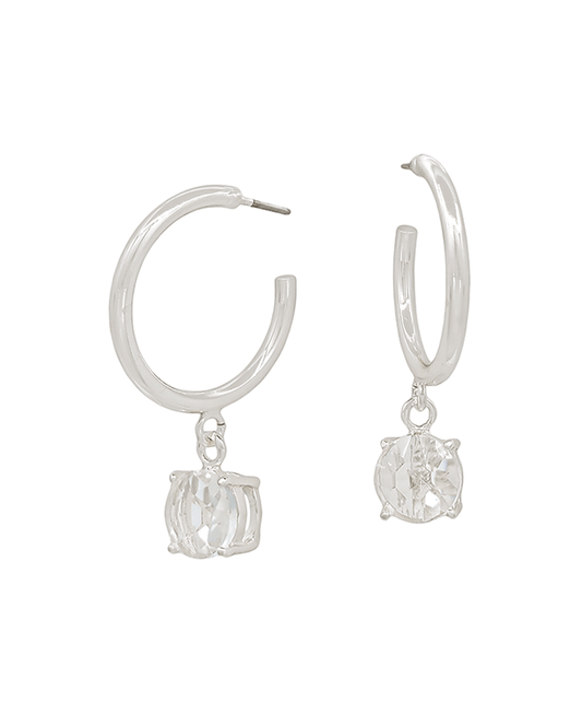 Metal Hoop w/ Crystal Drop Earring