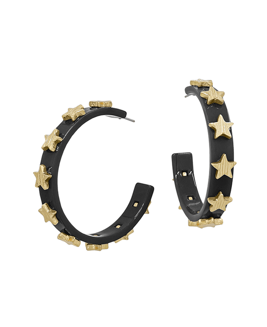 Acetate Hoop w/ Star Metal Accent Earring