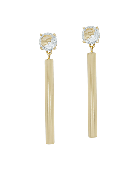 Crystal Post w/ Cylinder Bar Drop Earring