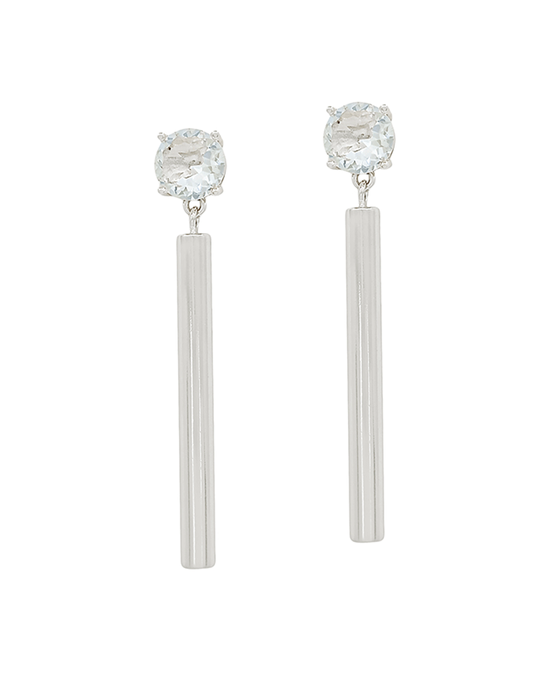 Crystal Post w/ Cylinder Bar Drop Earring