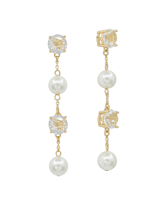 Crystal & Pearl Drop Post Earring