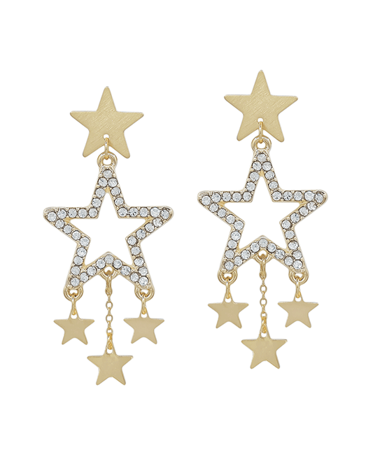 Paved Star Accent Post Earring