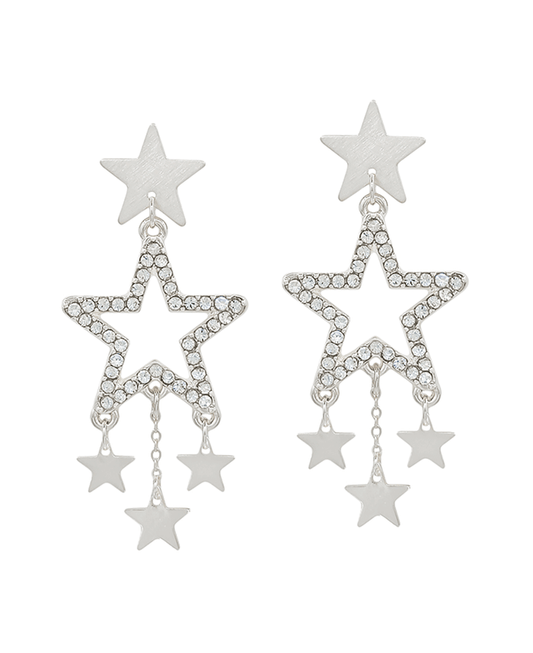 Paved Star Accent Post Earring