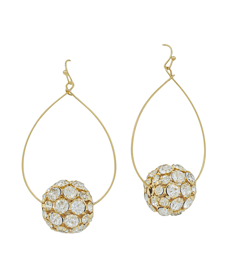 Wire Teardrop w/ 20mm Pave Ball Earring