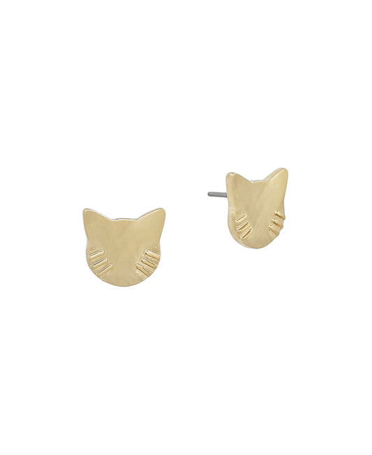 Small Cat Face Metal Stud Earring