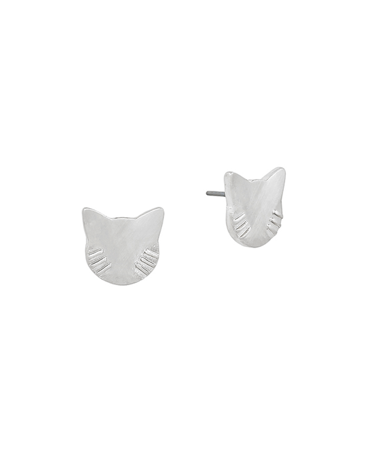 Small Cat Face Metal Stud Earring