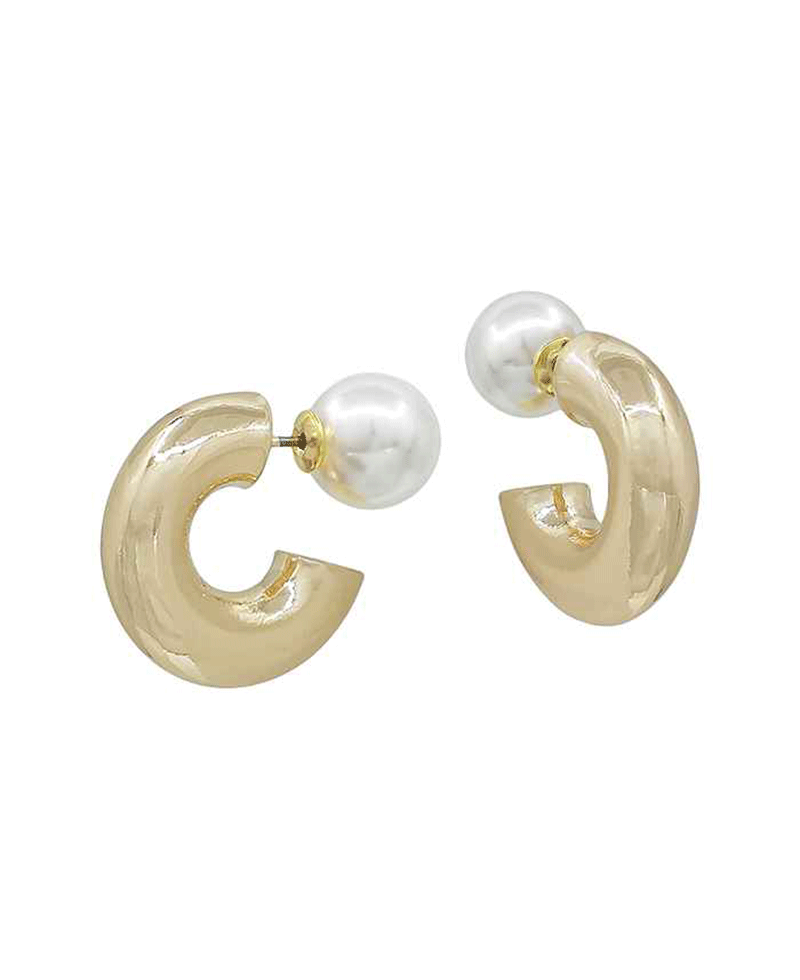 Bold Hoop w/ Pearl Earring - 1.0"