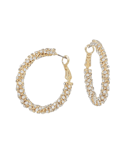 Crystal Volumed Clip Hoop Earring