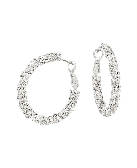 Crystal Volumed Clip Hoop Earring