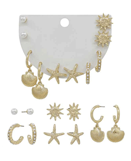 5 Set Sea Life Theme Earring