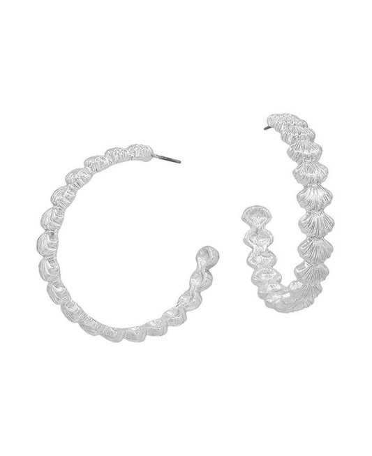 Shell Shape Textured Metal Hoop Earring