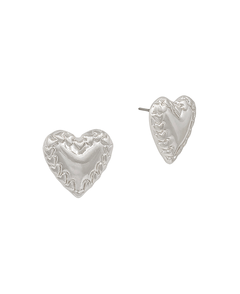 Small Texture Heart Metal Post Earring