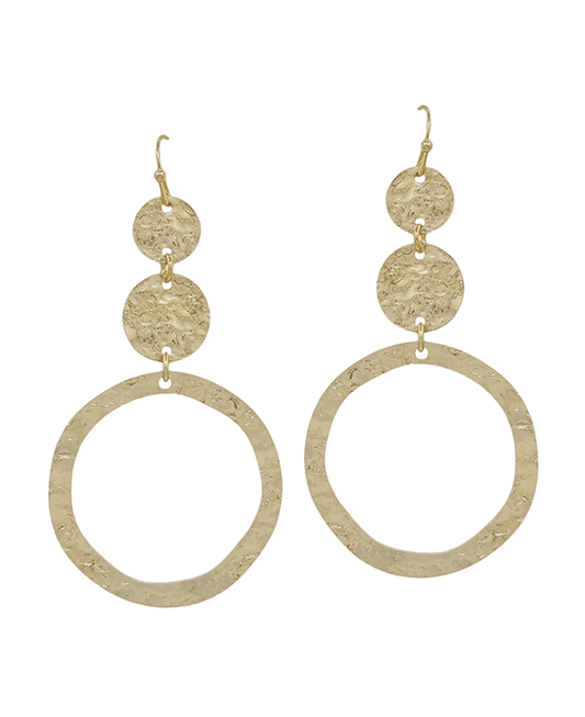 Round Hammered Metal Earring