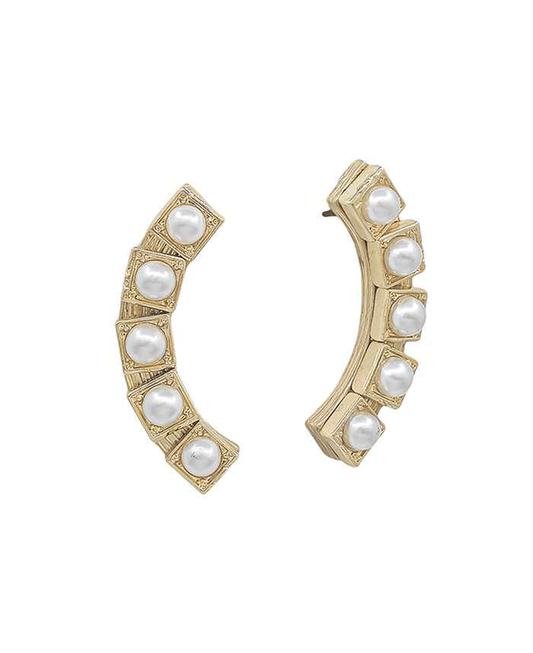 Wave Shape w/ Pearl Texture Post Earring