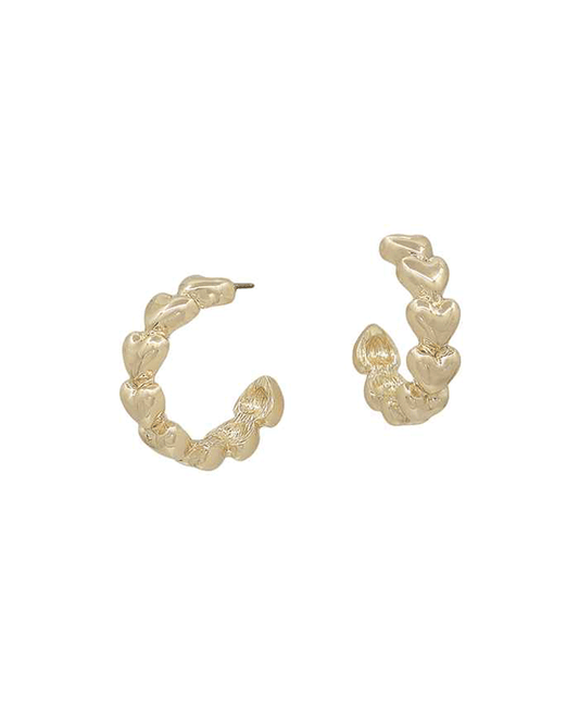 Volume Texture Heart Hoop Earring - 1.0"