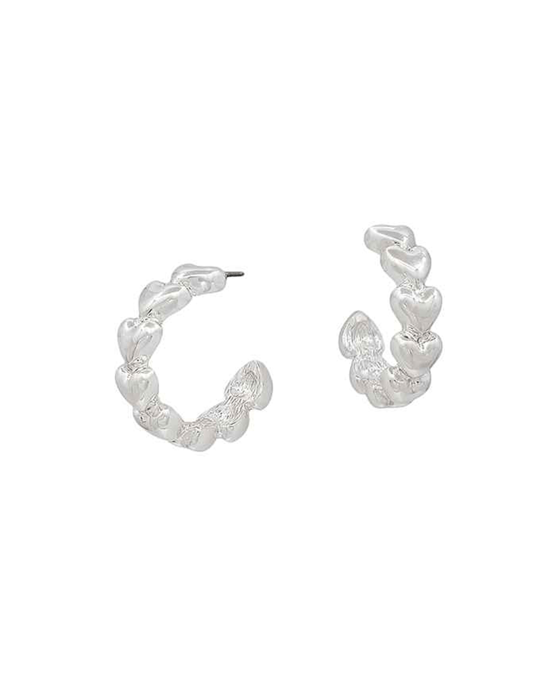 Volume Texture Heart Hoop Earring - 1.0"