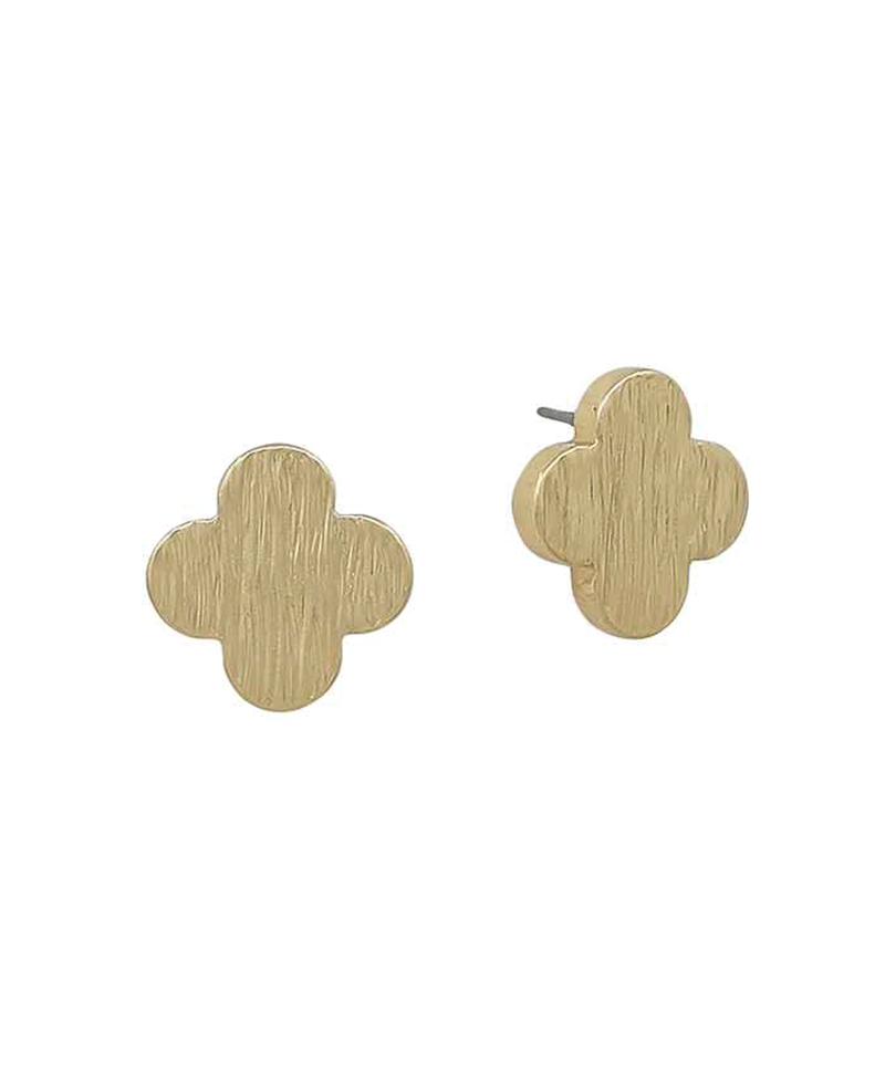 Texture Metal Clover Post Earring