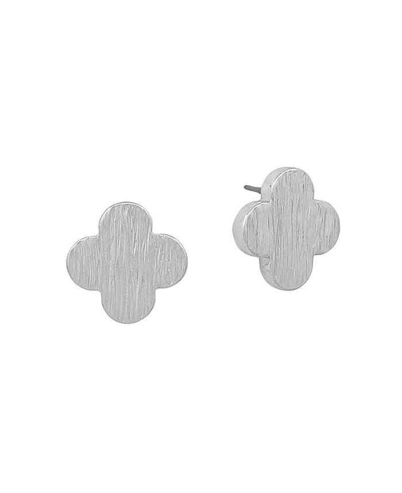 Texture Metal Clover Post Earring