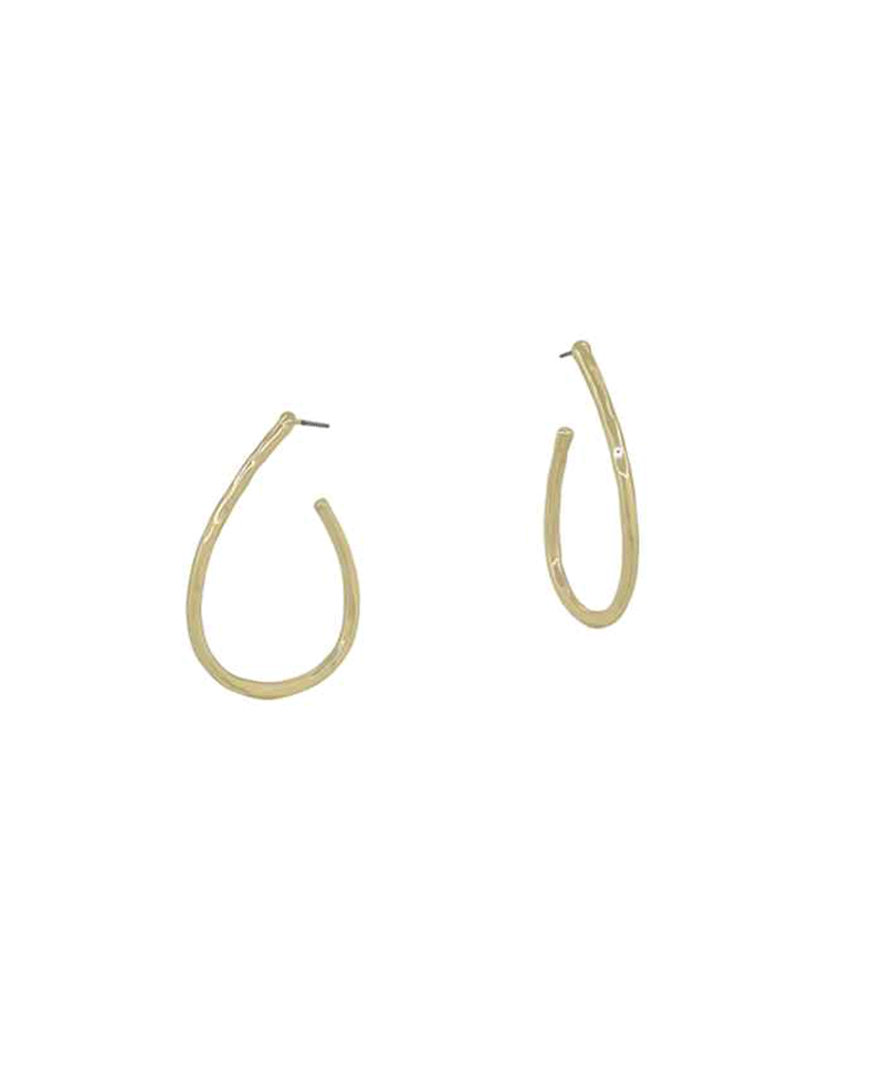 Hammered Texture Metal Teardrop Hoop Earring