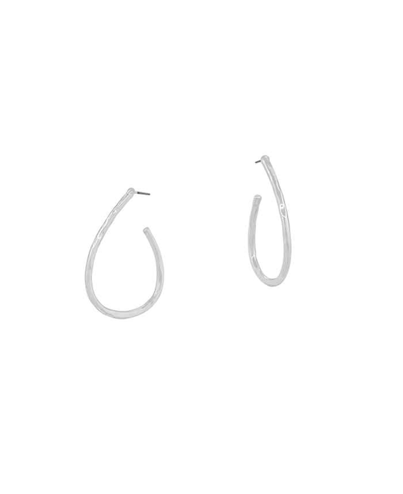 Hammered Texture Metal Teardrop Hoop Earring